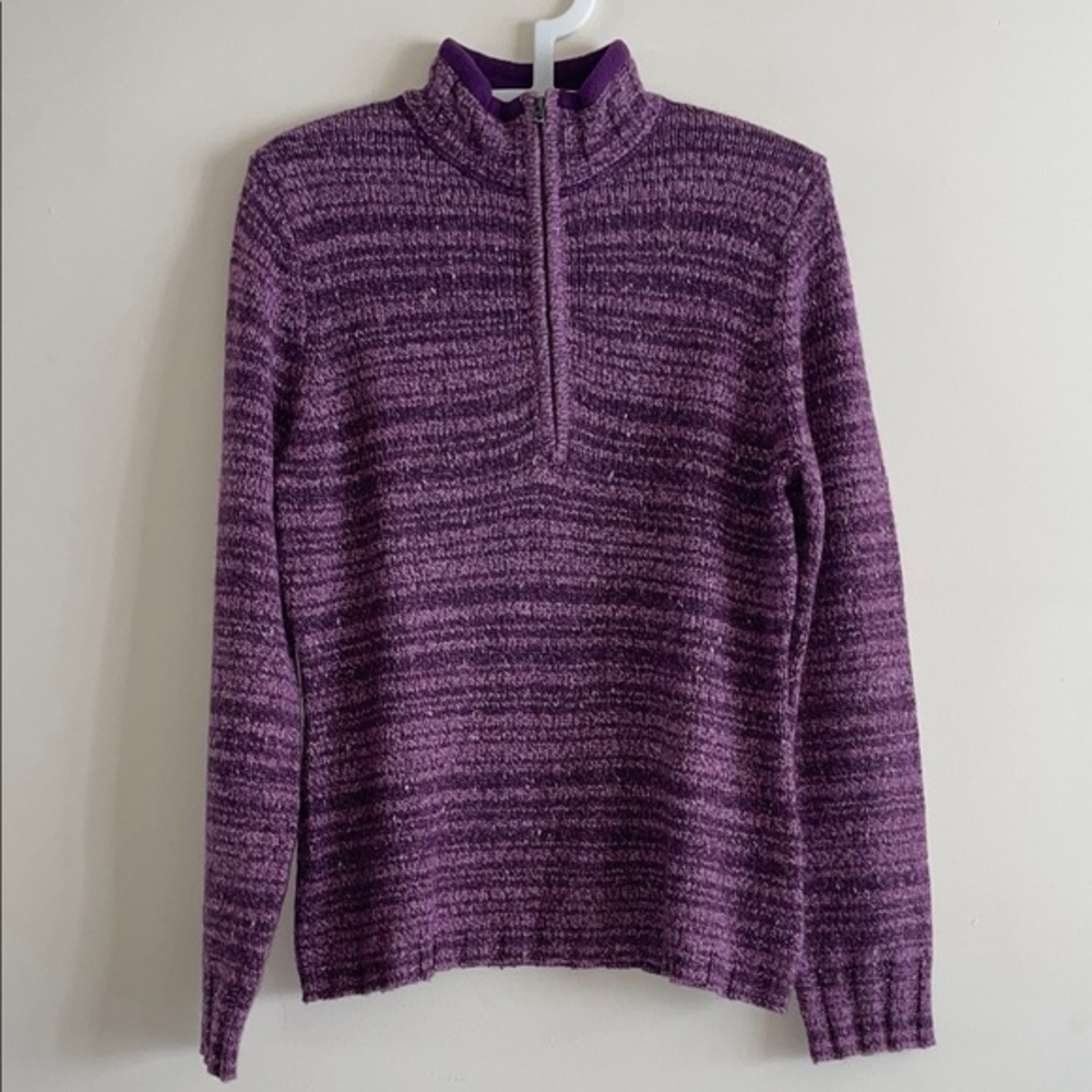 Woolrich Purple Heathered Half-Zip Turtleneck Sweater